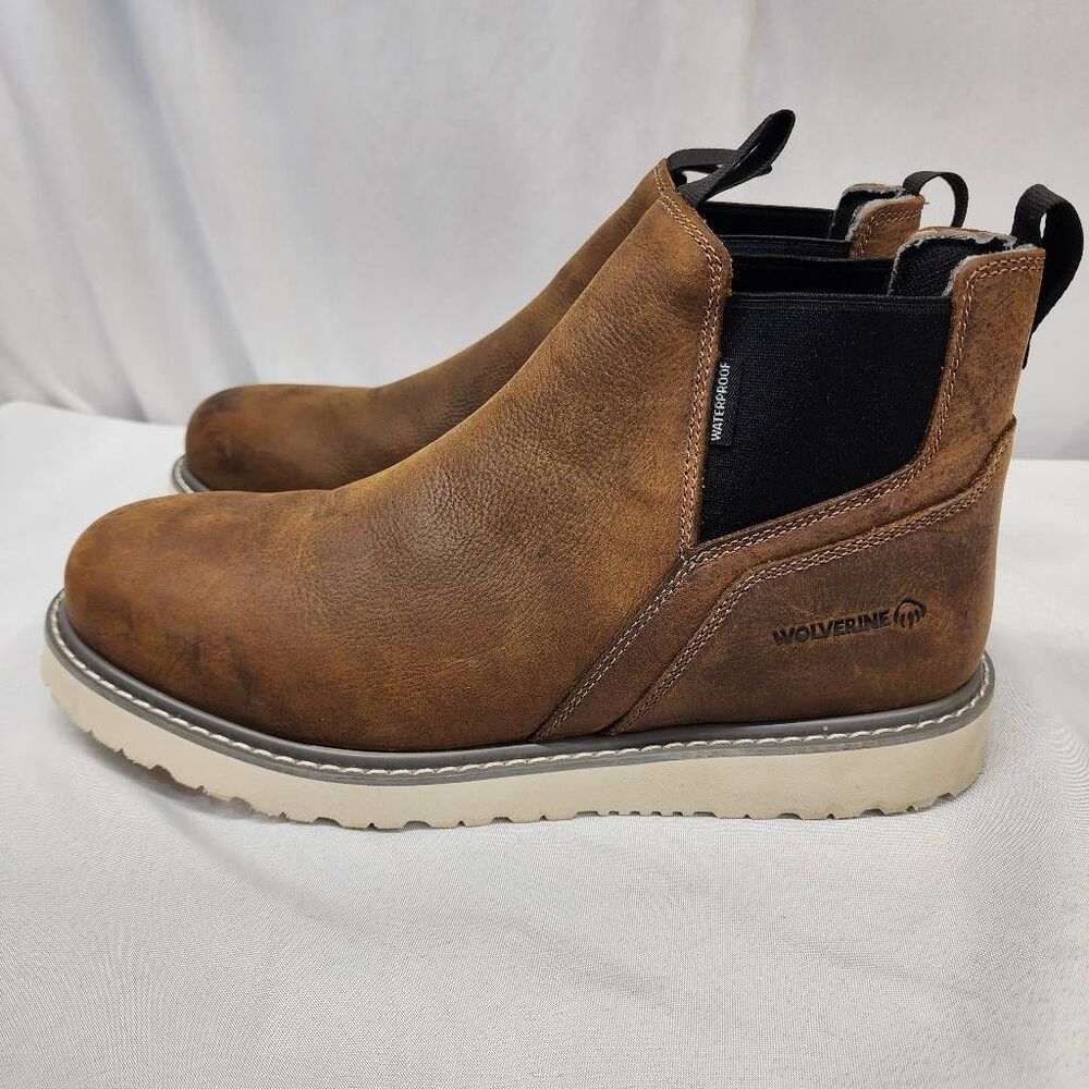 Wolverine Chelsea Soft Toe Work Boots Brown Leather Waterproof Mens 12M - Picture 4 of 10